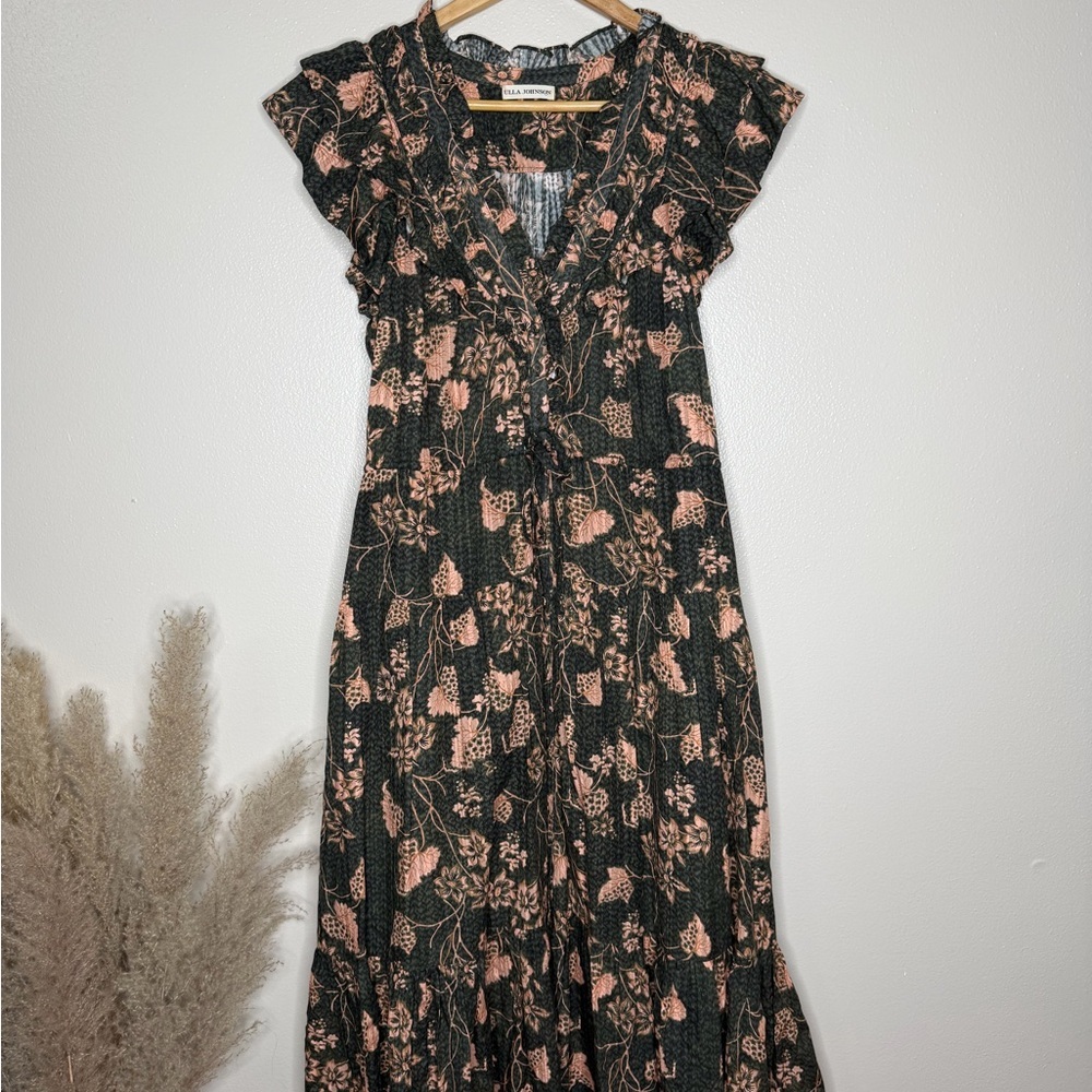 Ulla Johnson | Romina Ruffle Floral Print Dress in Balsam, size 6 - Picture 4 of 16